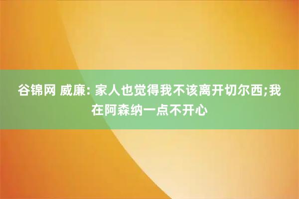 谷锦网 威廉: 家人也觉得我不该离开切尔西;我在阿森纳一点不开心